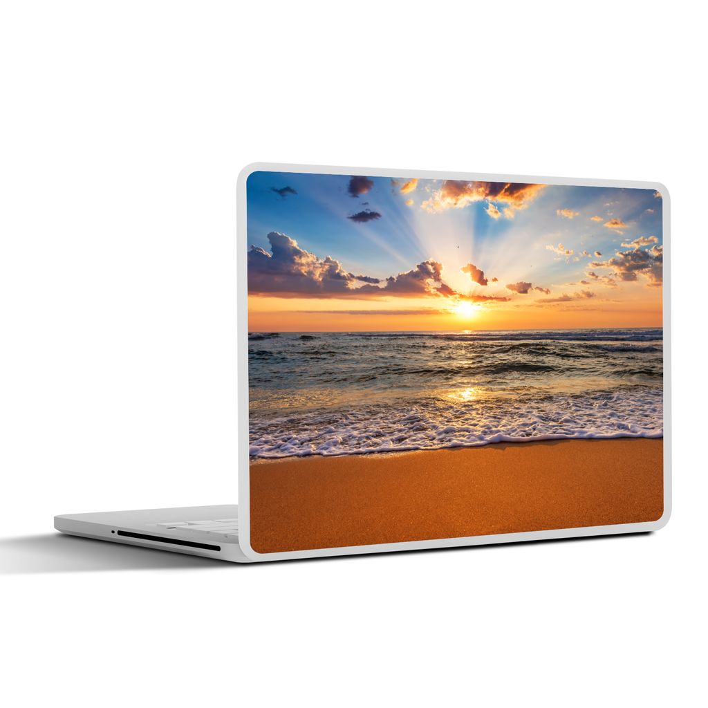 MuchoWow Laptop Aufkleber Sticker Cover Strand - Sonnenuntergang - Meer - Wolken - Horizont 31x22.5 cm - Laptop-Deko