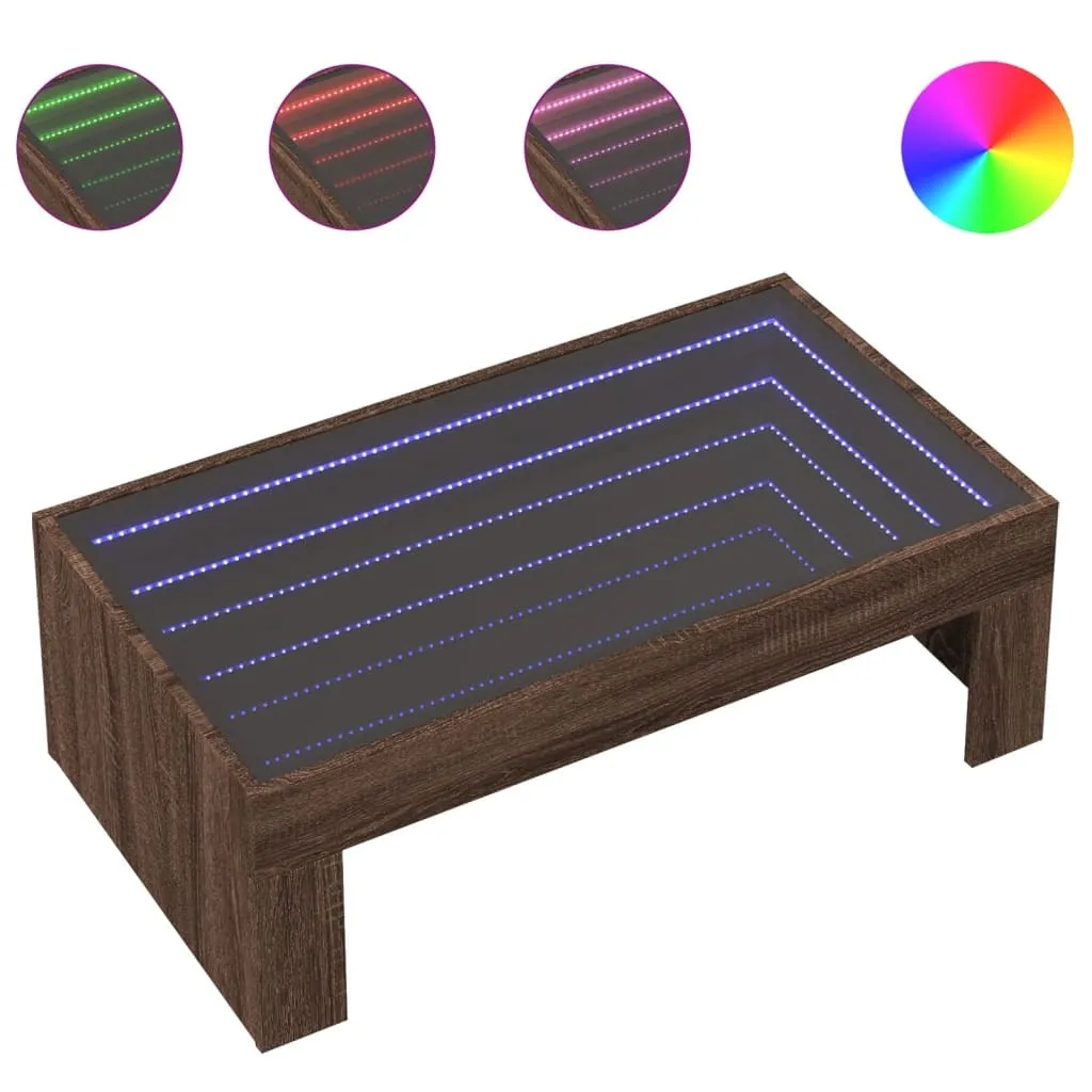 Tavolino Infinity LED Rovere Marrone 90x50x30 cm | Design Moderno Salotto