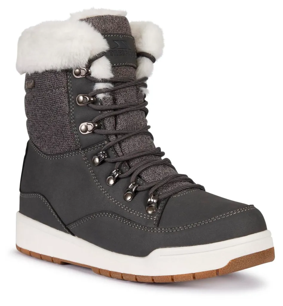 Botte de Neige Femme Grise Trespass Raegan avec Semelle Antidérapante
