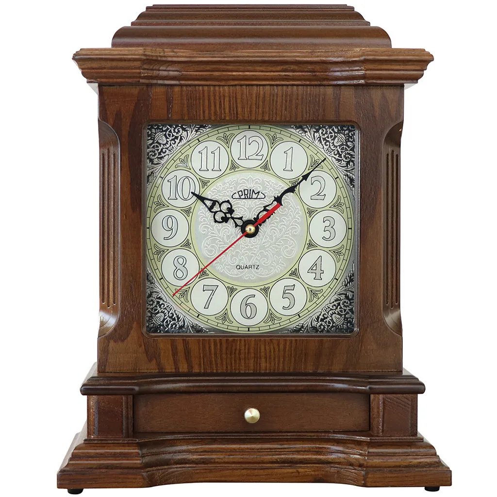 Horloge de table bois massif PRIM 4240.50 avec cadran analogique net