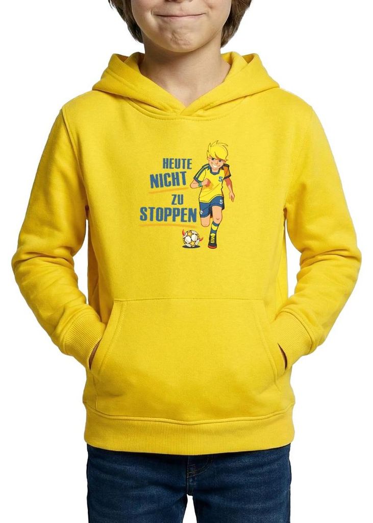 Spreadshirt Teufelskicker Heute Nicht Zu Stoppen Kinder Hoodie, XS (3/4 years), Gelb