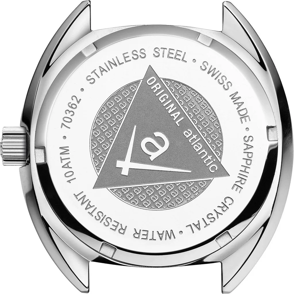 Montre Atlantic Hommes Bleu en acier inoxydable et verre saphir durable