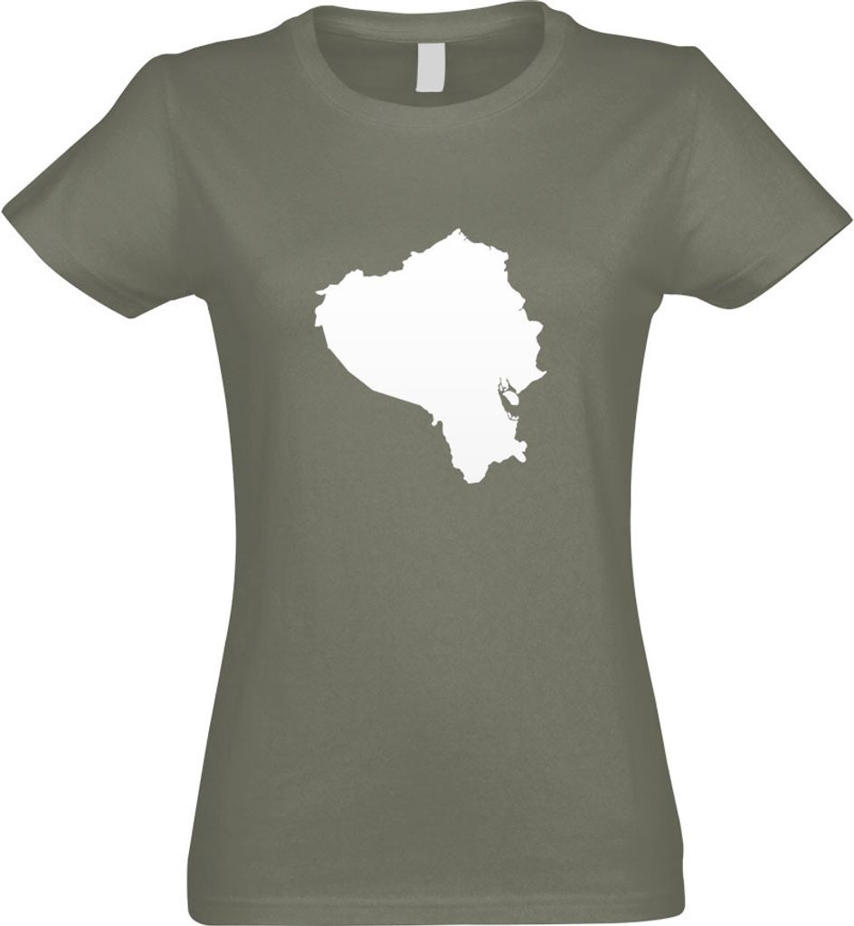 Kiwistar - T-Shirt tailliert - Damen - Olive - Ecuador Umriss Kontur - mit Motiv Bedruckt - Funshirt Design - Sport - Freizeit - Damen - XXL