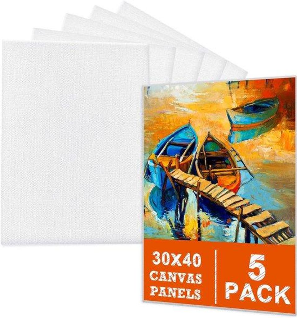 Famanu Leinwand-Set (5 Stück 30x40 cm) – 100% Baumwolle – Vorgefertigtes Leinwandpaneel – Für Acryl/Oil/Skizzen