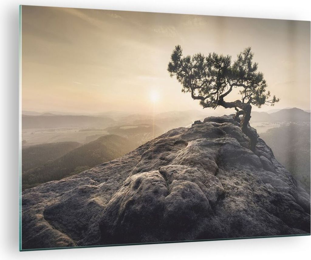 Bilder auf glas - Einteilig - Alt Kiefer Berge - 70x50cm - Glasbilder - Wandbilder - Bilder - zum Aufhängen bereit - Wanddekoration aus Glas - Gla...