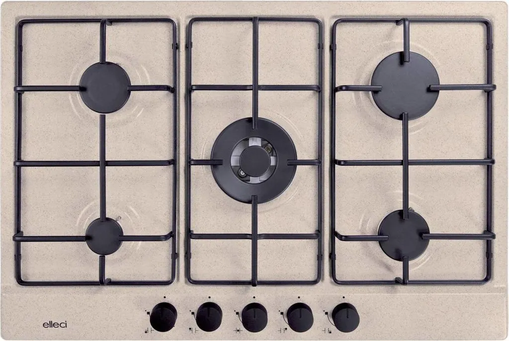 Plaque de cuisson gaz 5 feux Elleci Style 75 cm coloris Avena - Encastré
