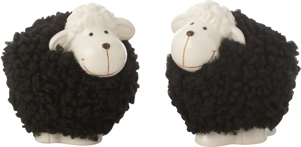 Mouton Décoratif Porcelaine Noir et Blanc Petit Modèle J-Line Assortiment