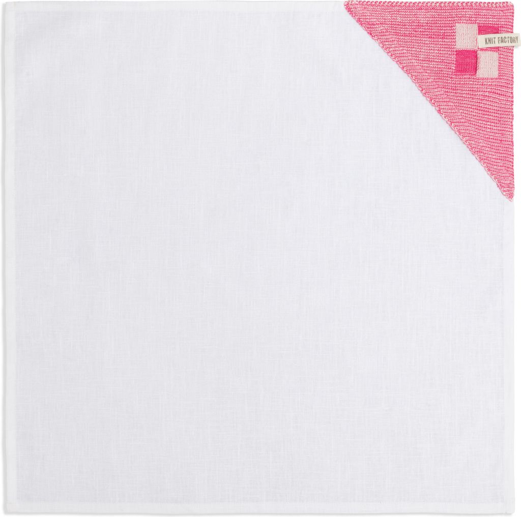 Knit Factory Geschirrtuch Block - Ecru/Fuchsia - 65x65 cm