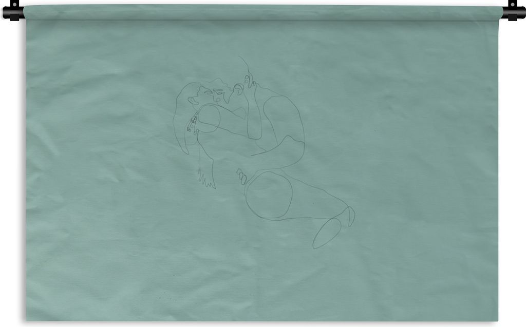 MuchoWow Wandteppich Wandbehang Ehepaar - Linienkunst - Minimalismus 120x80 cm Tapisserie Dekoration Wandtuch - Wanddekorationen - Wandtücher