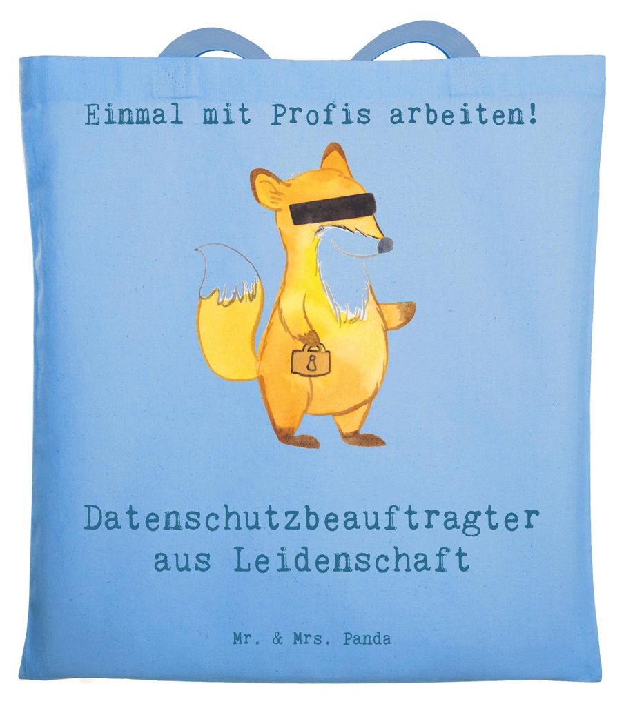 Mr. & Mrs. Panda Tragetasche Datenschutzbeauftragter Leidenschaft - Sky Blue - Geschenk, Datenschutz, Schultasche, Tote Bag, Jutebeutel, Einkaufsta...