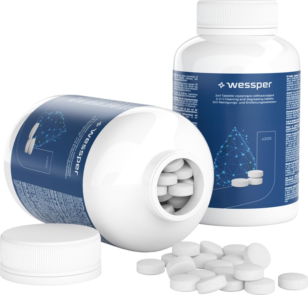 Wessper 200 Reinigungstabletten für Kaffeevollautomaten und Kaffeemaschinen. Reinigungstabs für Delonghi, Siemens, EQ Series, Jura, Krups, Bosch