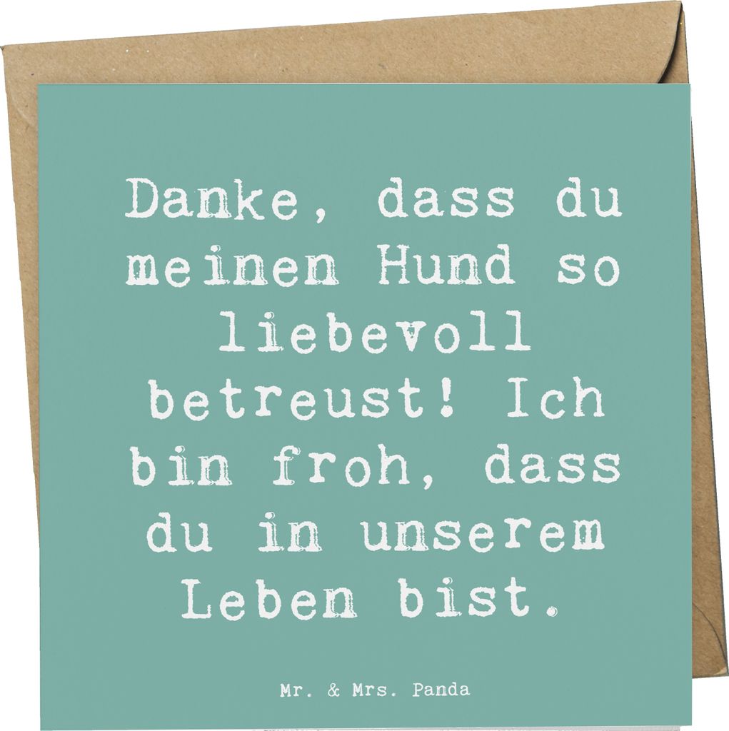 Mr. & Mrs. Panda Grußkarte Spruch Danke Hundesitter - Meeresbrise - Geschenk, sagen, Handgefertigt, doppelkarte, Aufmerksamkeit, Liebevoll, Ich bi...