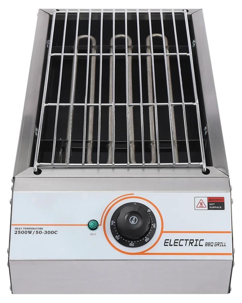 BBQ Grill - Elektrischer Tischgrill - 2500 W - Rechteckig 54,2×28×12 cm - Tragbar - Bequeme Griffe - Rutschfeste Füße - Silber