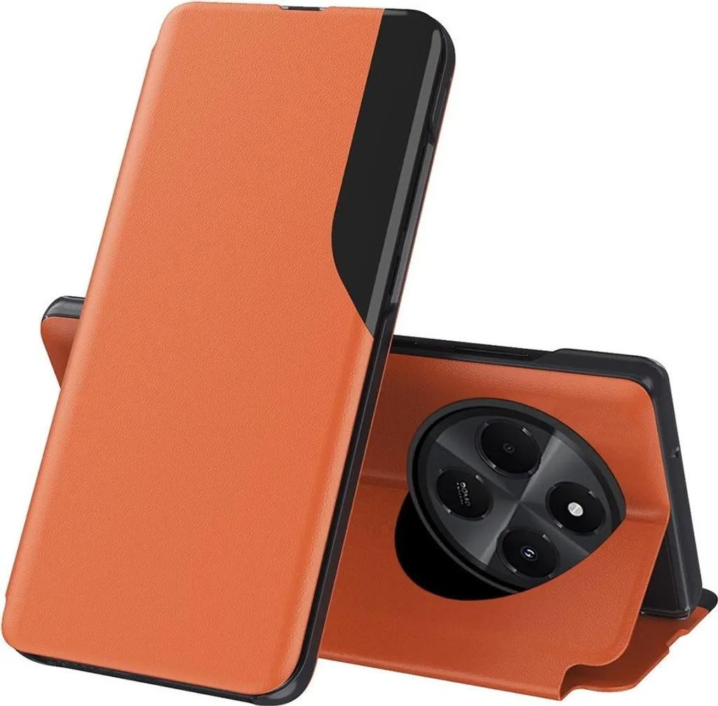 Custodia per Xiaomi Redmi 14C / Xiaomi Poco C75 - Cover libro Phonesta Smart View Side - Arancione