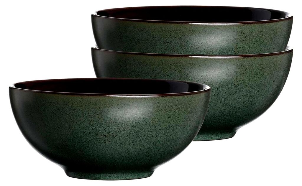Merida Poke Bowl 6er Set | Runde Schalen für Müsli, Suppen, Pasta und Salate | Steinzeug | Spülmaschinen- und Mikrowellengeeignet | Grün