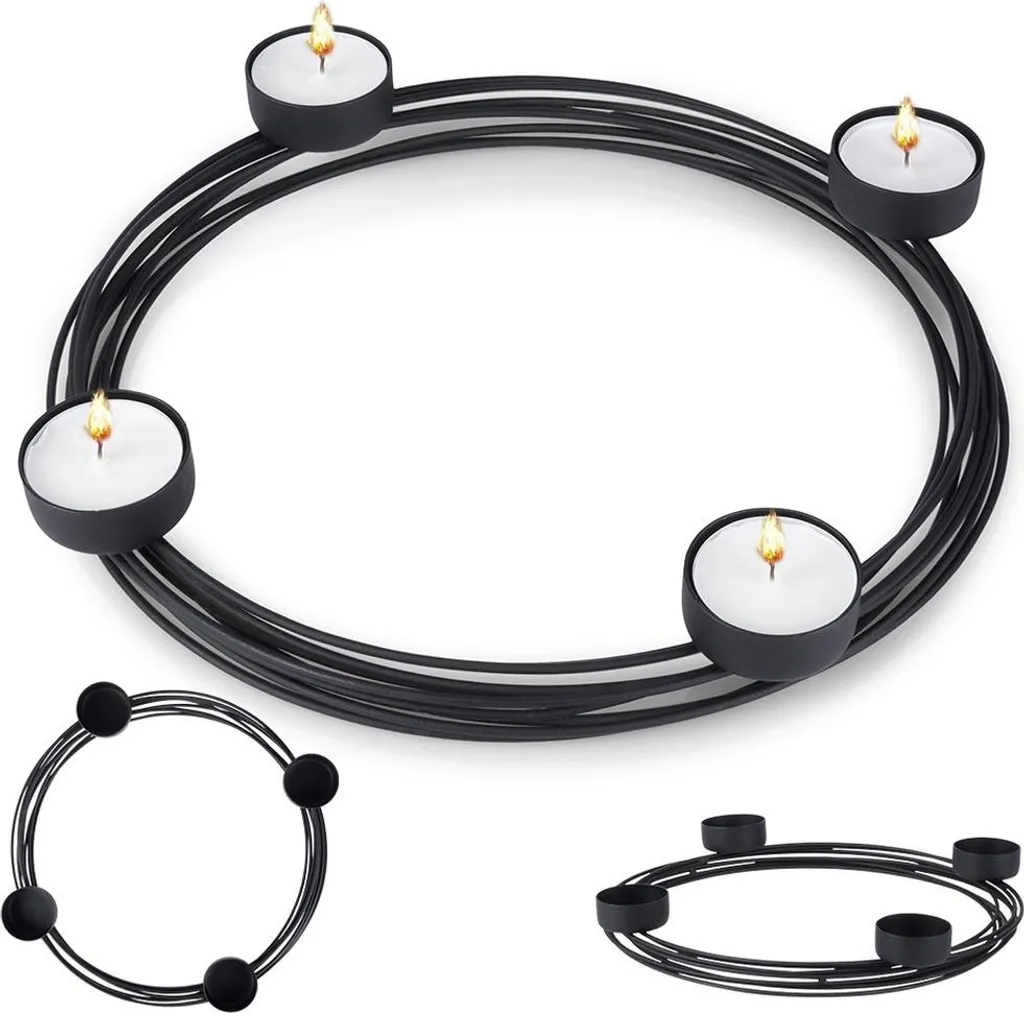 Bougeoir en métal noir robuste et rond pour décoration de table chic
