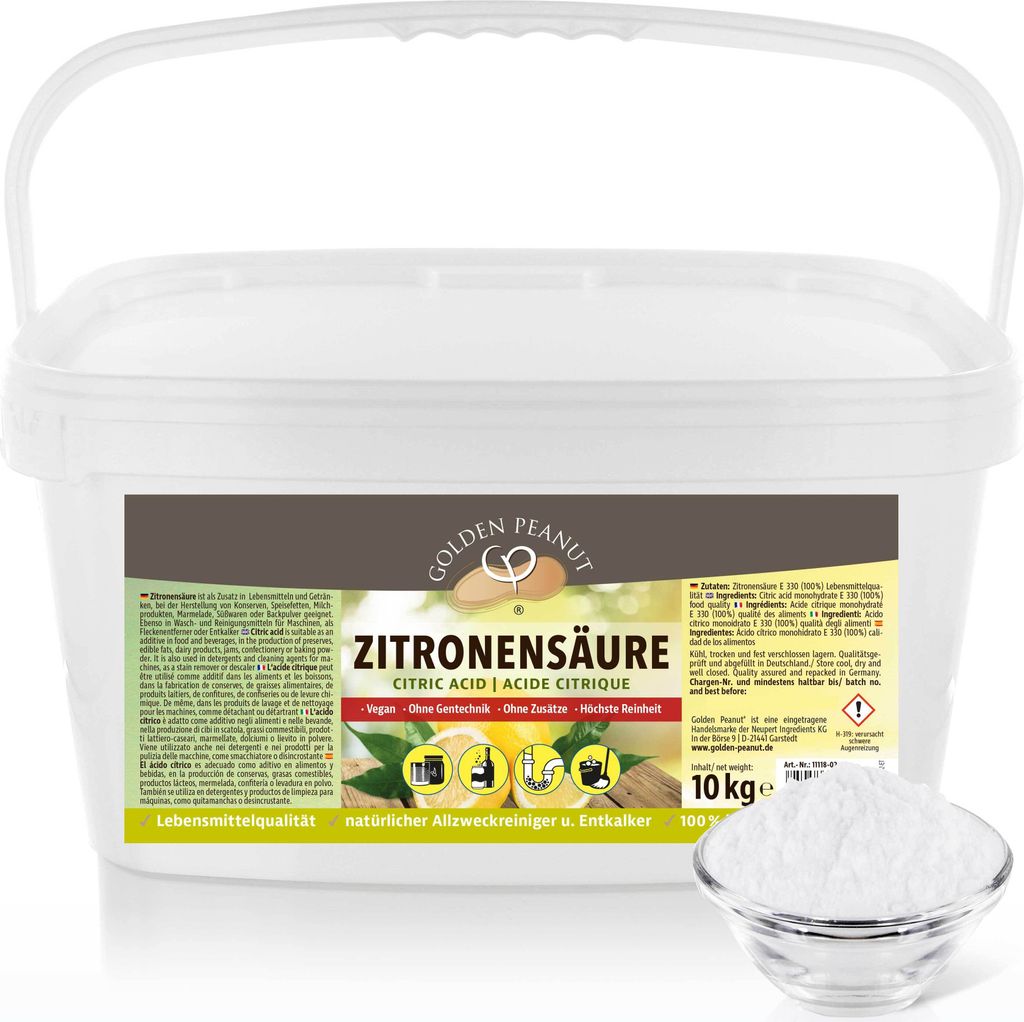 GOLDEN PEANUT Zitronensäure 10 kg – E-330 reine Produktbild 