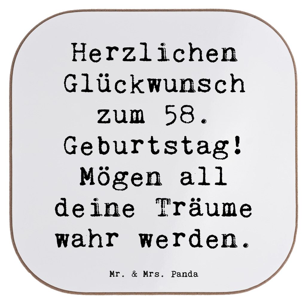 Mr. & Mrs. Panda Tischuntersetzer Spruch 58. Geburtstag - Weiß - Geschenk, Untersetzer für Gläser, gläseruntersetzer, Träume wahr werden, Gebu...