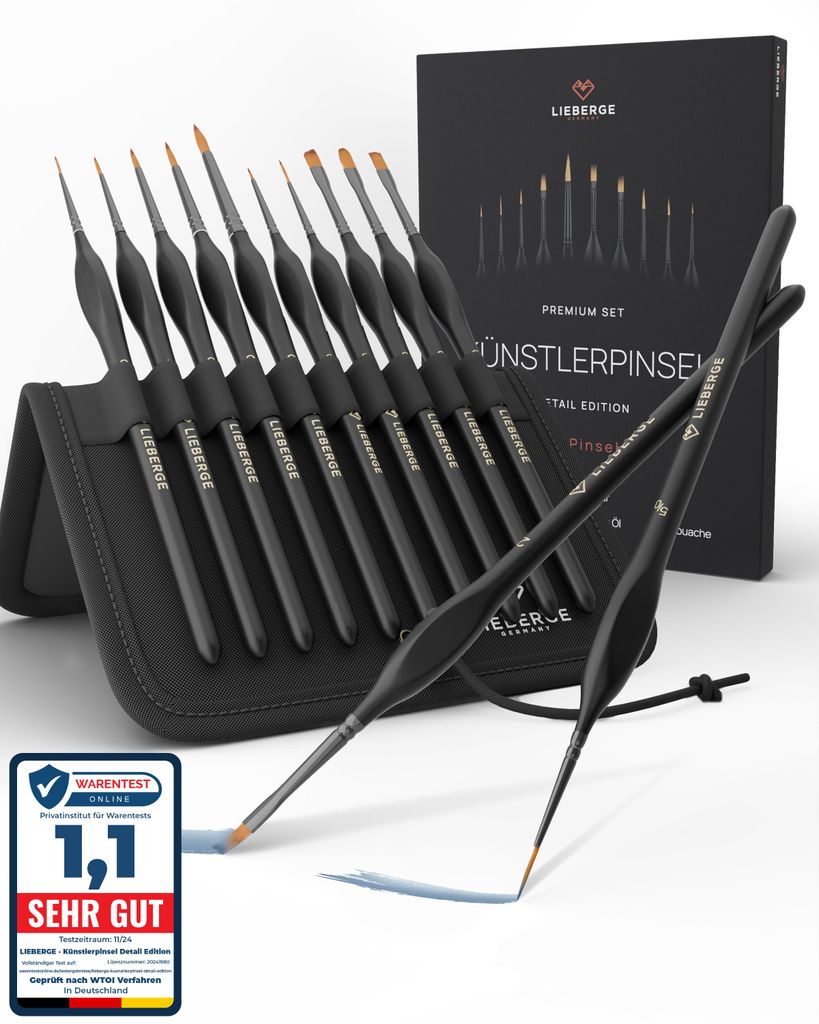 LIEBERGE Premium Detail Pinselset Acrylfarben – 10 extra Produktbild 