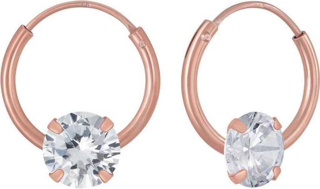 Creolen mit Kristall-Charm Rosegold aus 925 Silber Damen