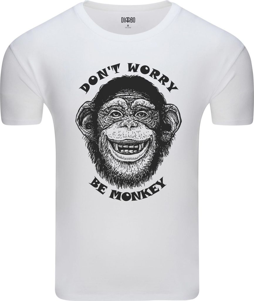 Diarbo Herren T-Shirt mit Lustiger Druck Sei wie ein Affe Weiß Gr.XS