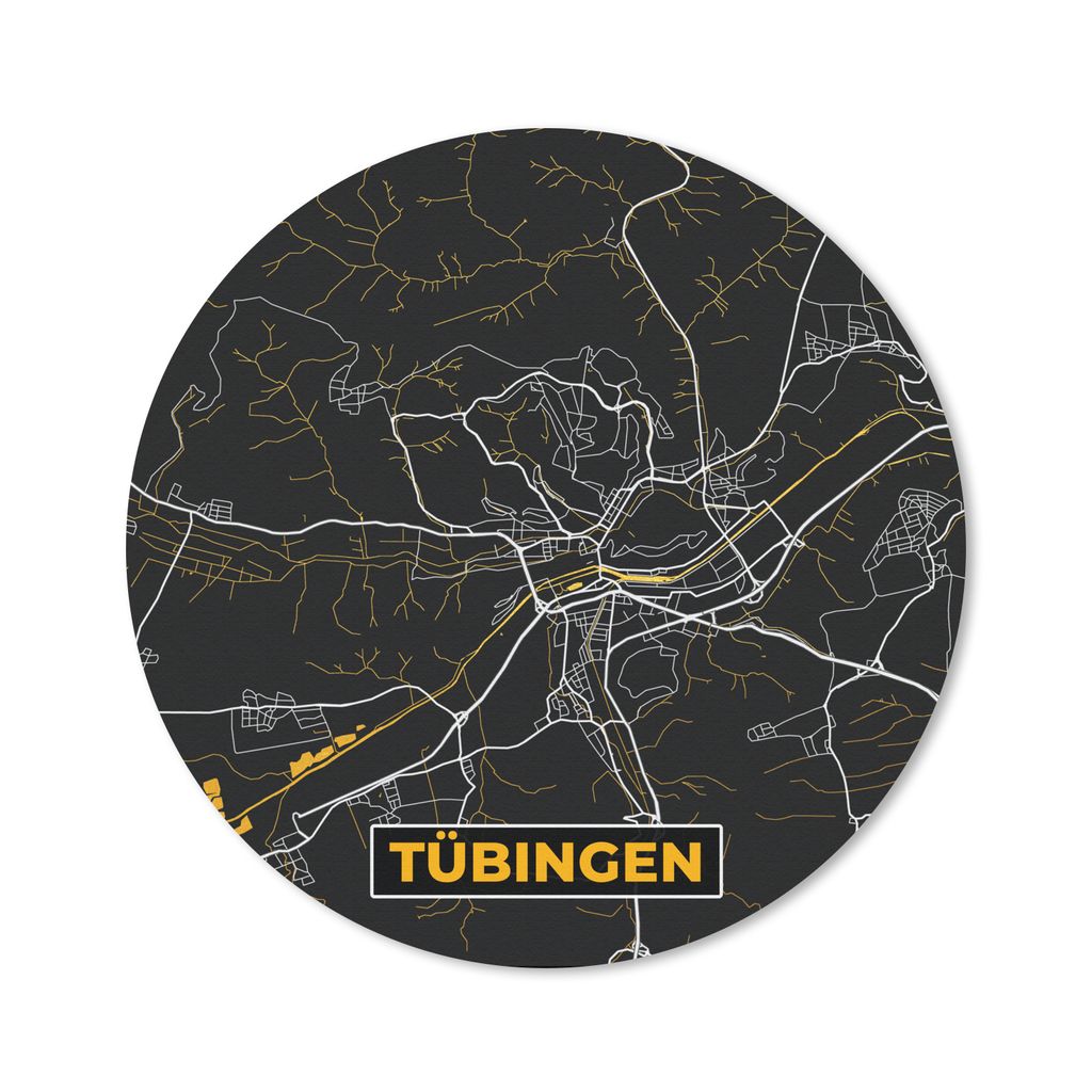 MuchoWow Mauspad Mousepad Gold - Deutschland - Karte - Stadtplan - Tübingen 30x30 cm - Mousepads - Maus Mat - Pad - Mausunterlage - Tischunterla...