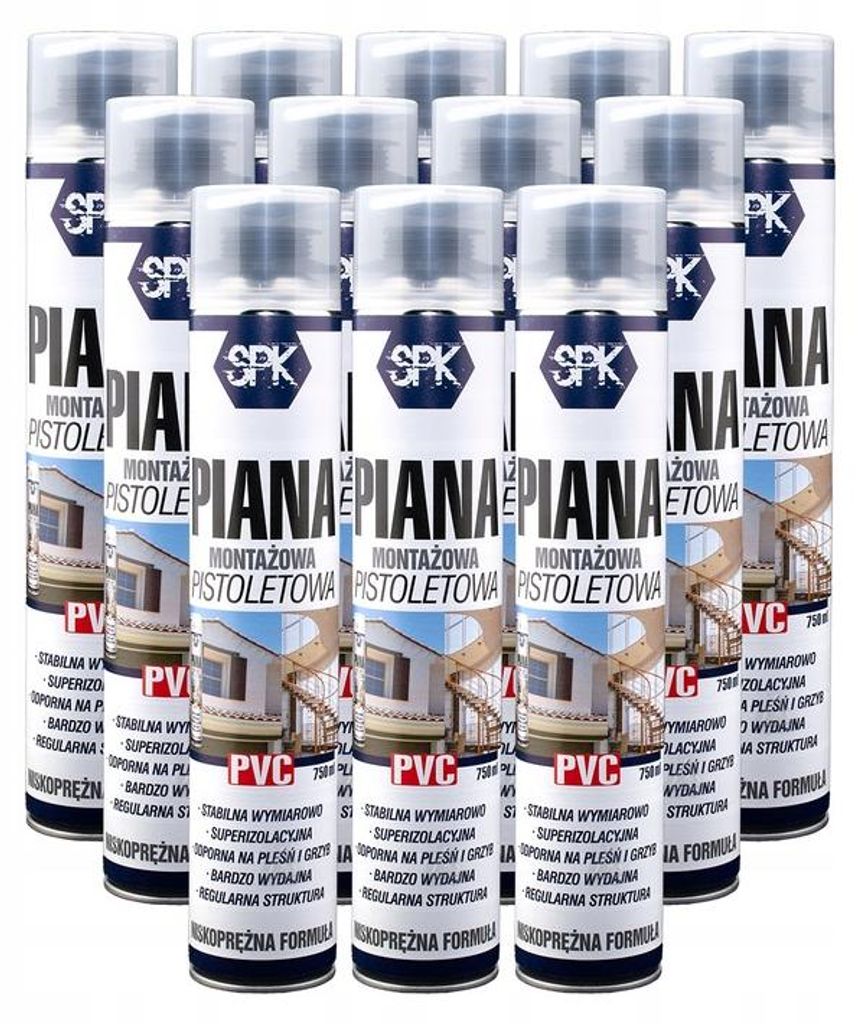 12x SPK Montageschaum Niederdruck-Schaumpistole 750 ml Set