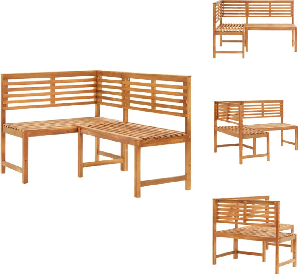 Banc de jardin d'angle 140 cm en bois massif pour terrasse et balcon