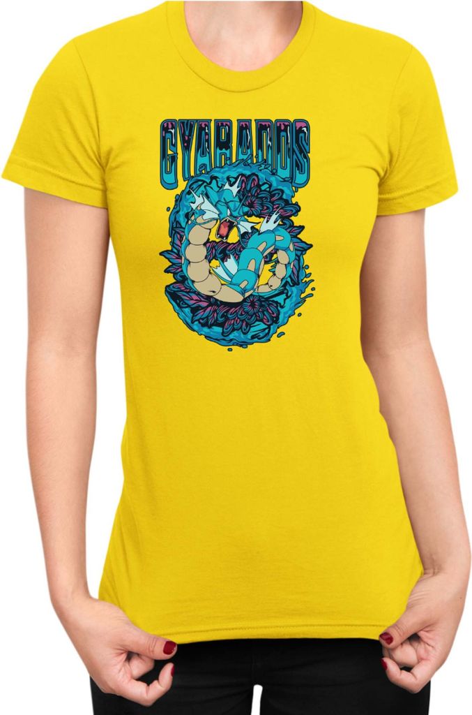 Damen T-Shirt Japan Anime Manga Pokemon Gyarados, Lady 2XL / Gelb