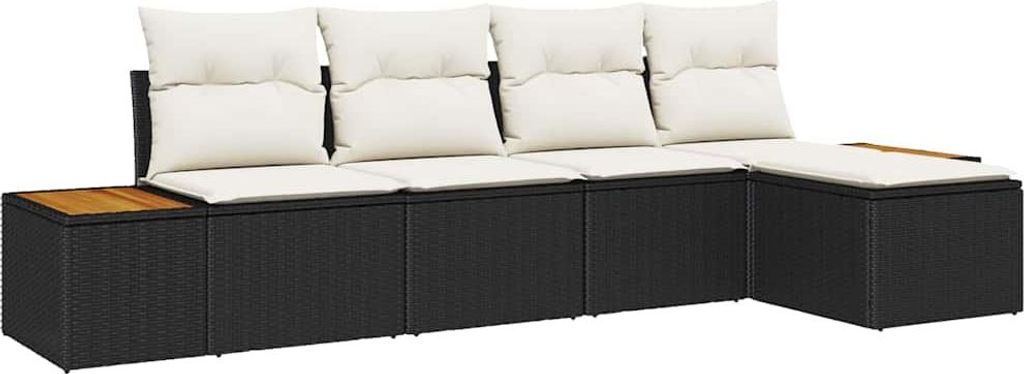 vidaXL Gartensofa-set mit Kissen 6 pcs Schwarz und Creme Polyrattan