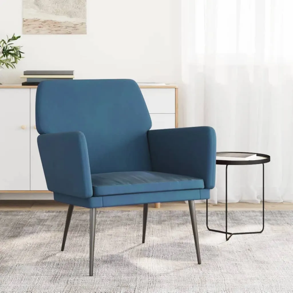 Fauteuil de Salon Bleu en Velours Doux - Siège Design 62x79x79 cm