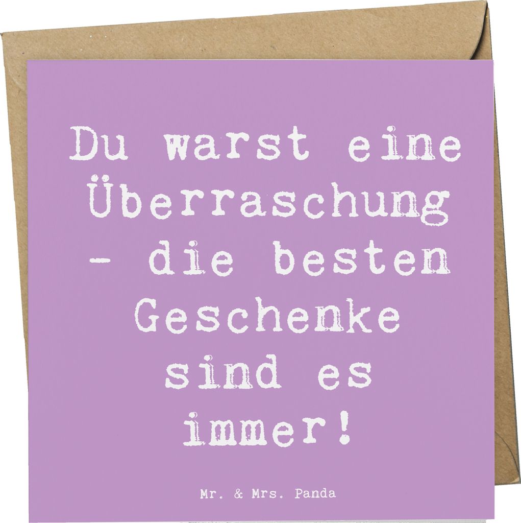 Mr. & Mrs. Panda Grußkarte Spruch Überraschung Adoptivkind - Lavendeltraum - Geschenk, Verwandte, Familienbande, Liebe, Glückwunschkarte, Klappk...