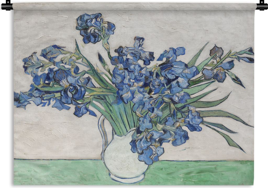MuchoWow Wandteppich Wandbehang Vase mit Schwertlilien - Vincent van Gogh 60x45 cm Tapisserie Dekoration Wandtuch - Das Schlafzimmer