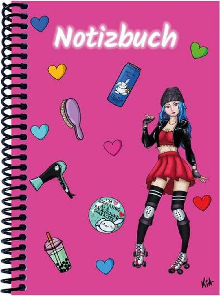 A 4 Notizbuch Manga Enora, pink, kariert