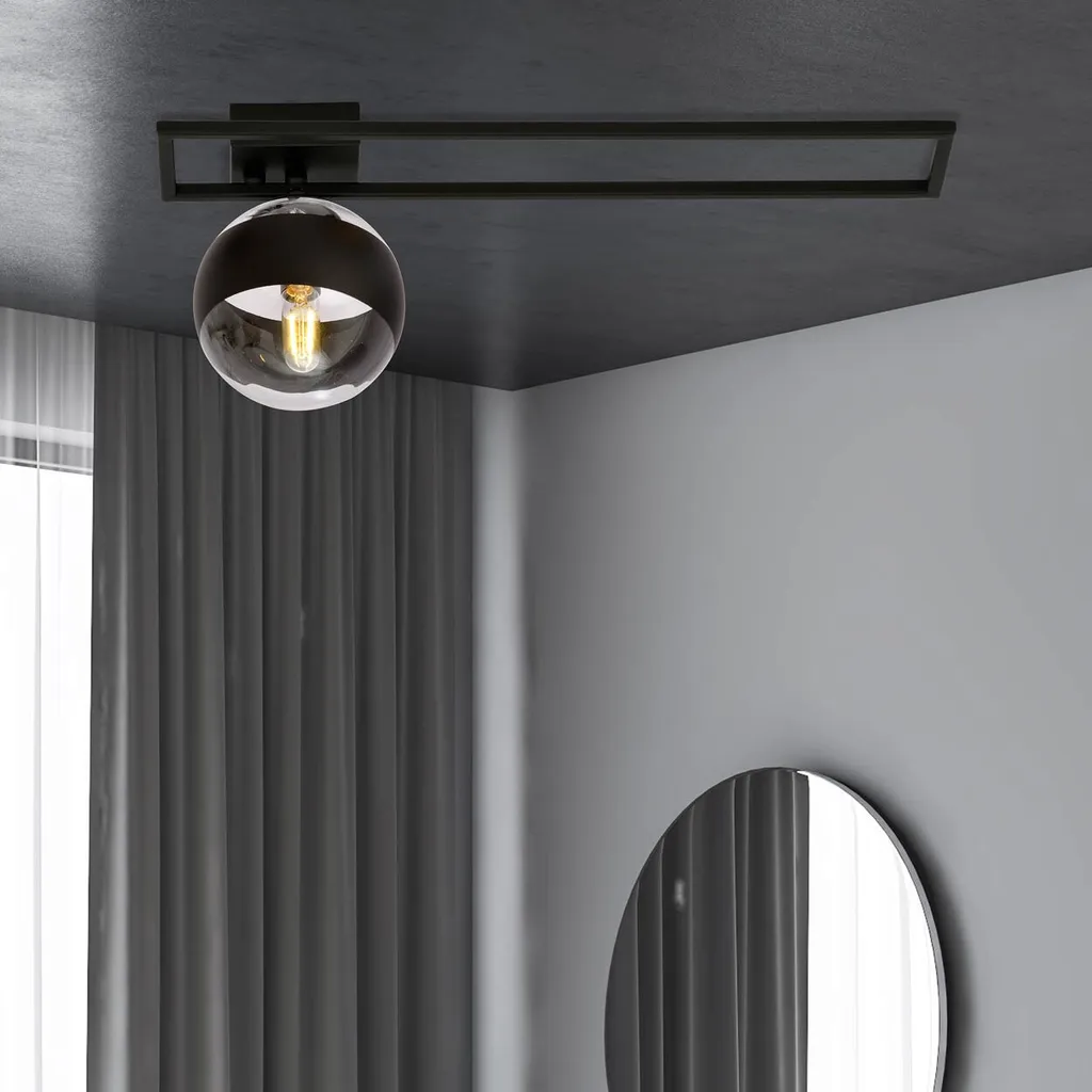 Plafonnier Compact Noir Imago 1C : Solution Éclairage Petit Espace E14 - 6