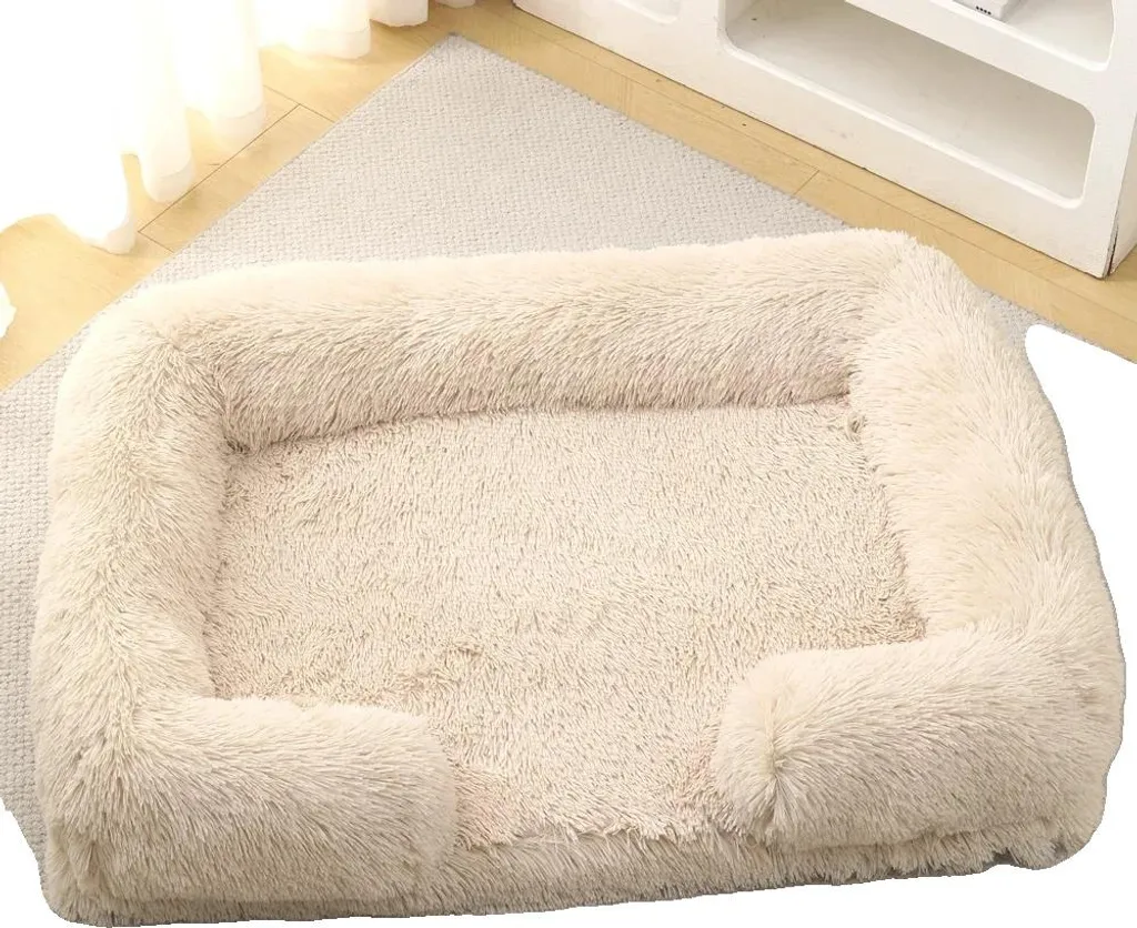 Panier chien orthopédique avec housse lavable jaune clair 75x50x14 cm