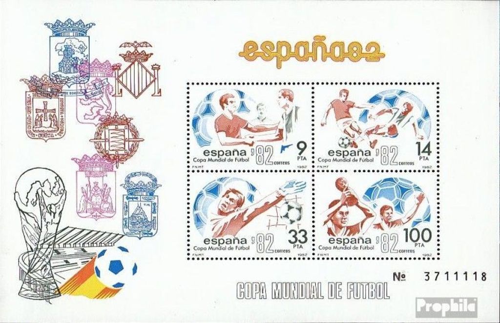 Briefmarken Spanien 1982 Mi Block26 (kompl.Ausg.) gestempelt Fußball-WM 82, Spanien