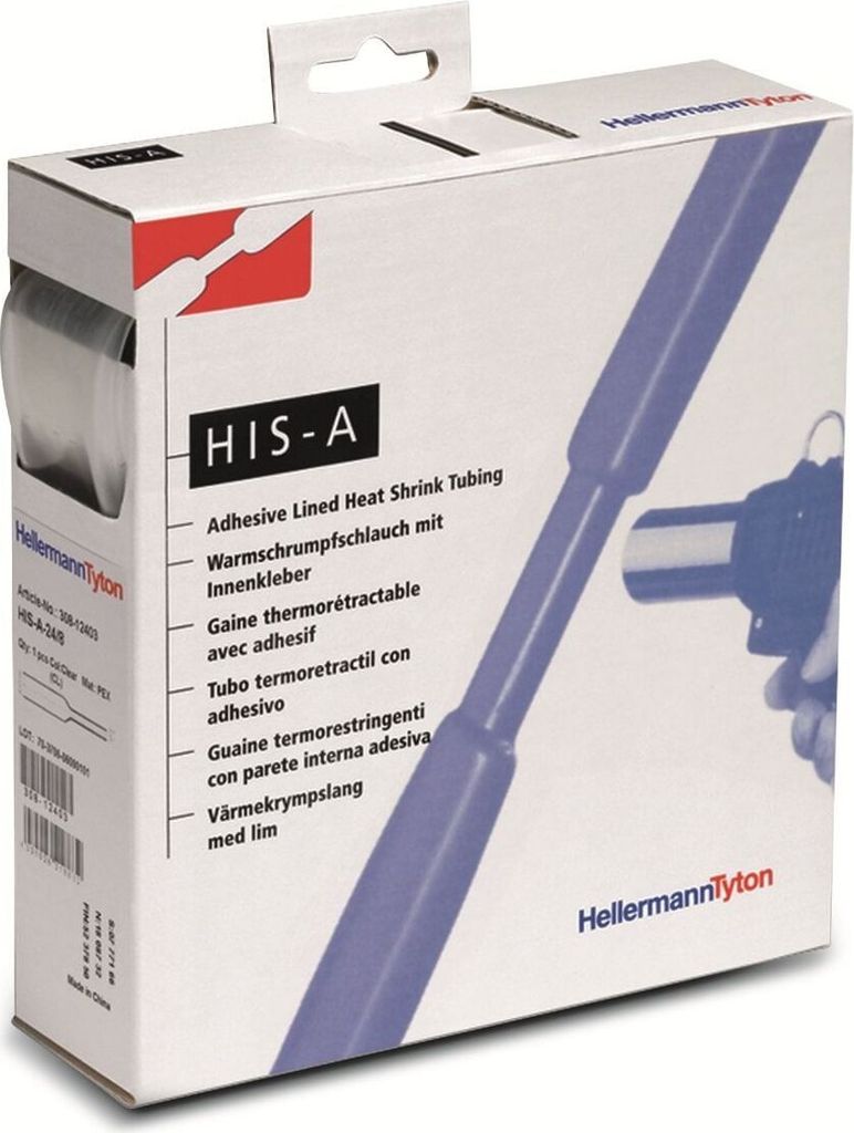 HellermannTyton Spender-Box HIS-A mit Innenkleber Ø vor/nach Schrumpfung: 12 mm/4 mm Schrumpfrate 3:1 5 m Transparent (308-11203)