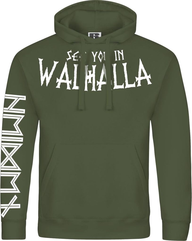 Herren Kapuzenpullover Heiden Wikinger Germanen Pagan mit Runenschrift