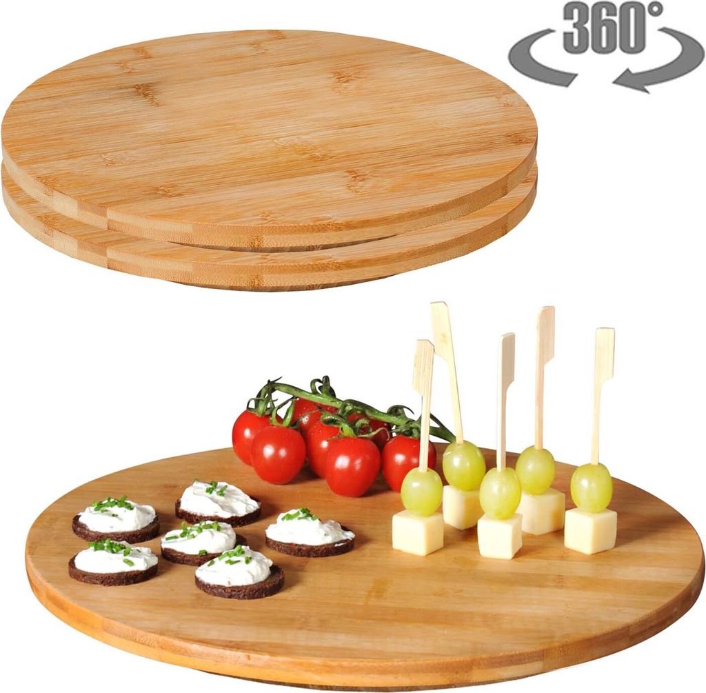 3 Stück Dreh- und Servierplatte - Bambus - Ø 35cm