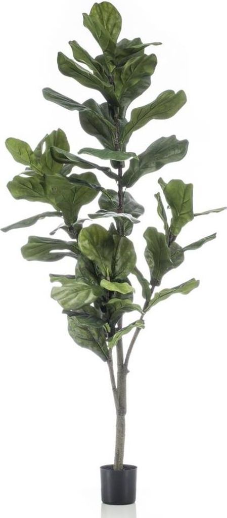 artplants.de Kunstbaum Ficus Lyrata ENRIKO, Kunststamm, grün, 150cm - Deko Ficus Baum - Zier Baum Ficus