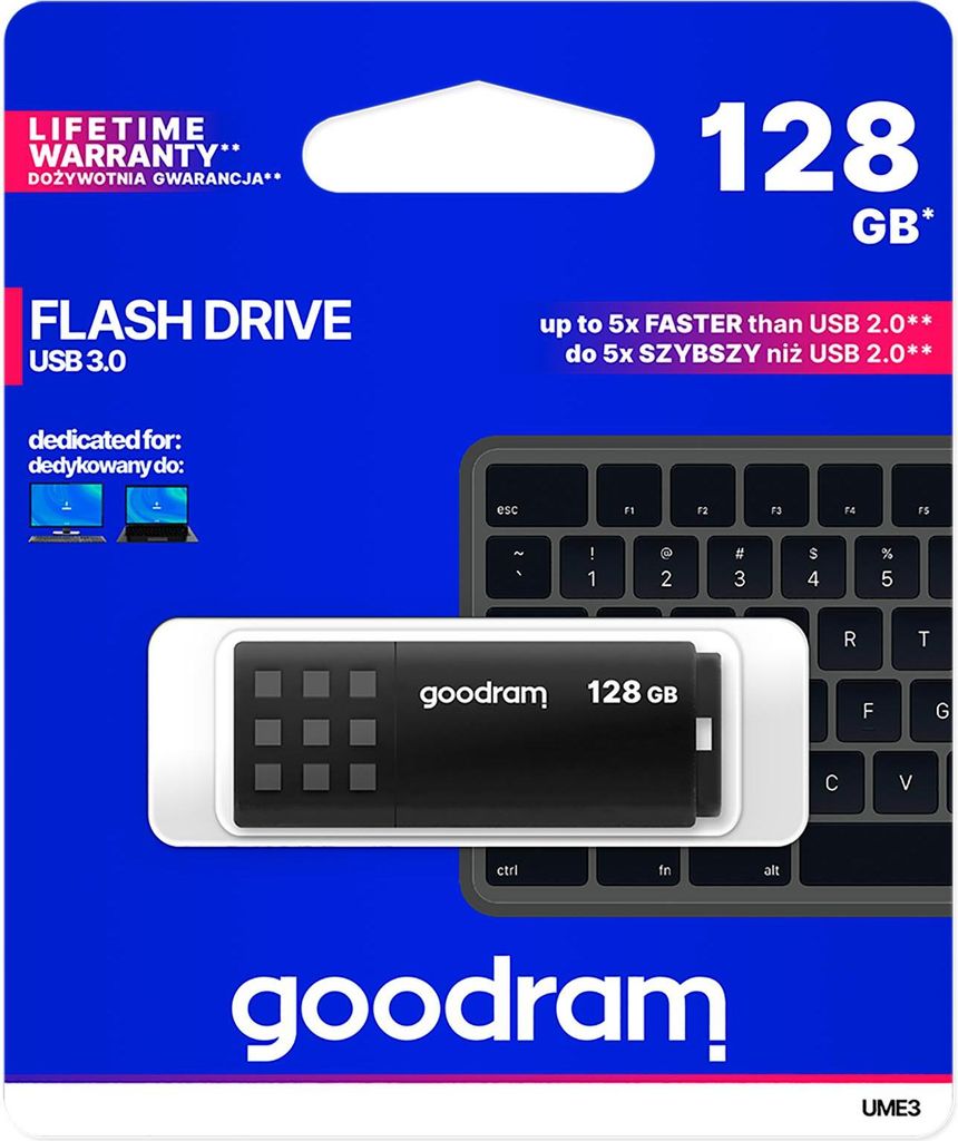 Goodram UME3, 128 GB, USB Typu-A, 3.2 Gen 1 (3.1 Gen 1), 60 Zdjęcie produktu 