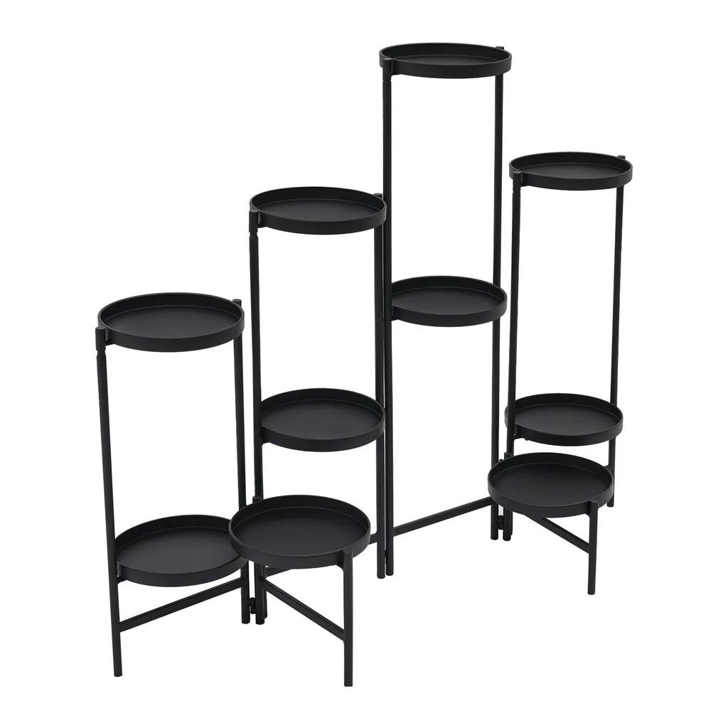 Présentoir à fleurs noir 10 étages porte-plante robuste en métal 140cm