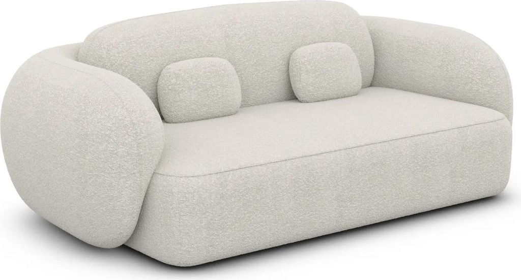 Bouclé 2-Sitzer Couch Mira Weiß