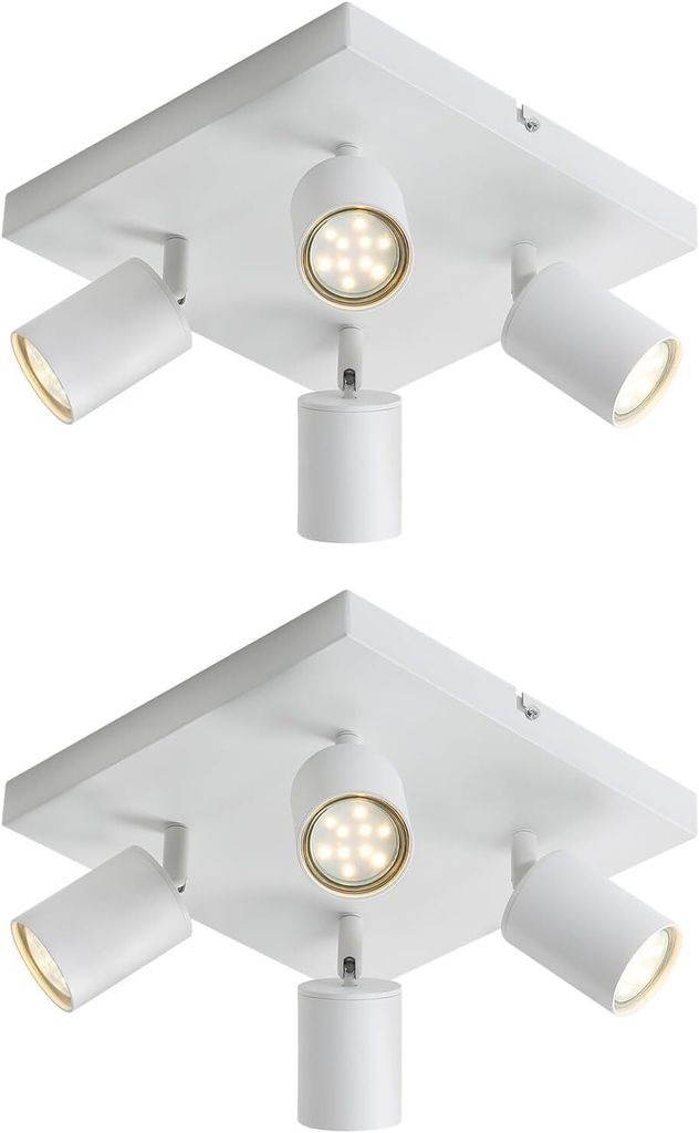 ZMH LED Deckenleuchte Weiß Deckenstrahler: GU10 Deckenlampe 4 Flammig 2ER 330° Schwenkbar Deckenspots Industrial Modern für Wohnzimmer Schlafzim...