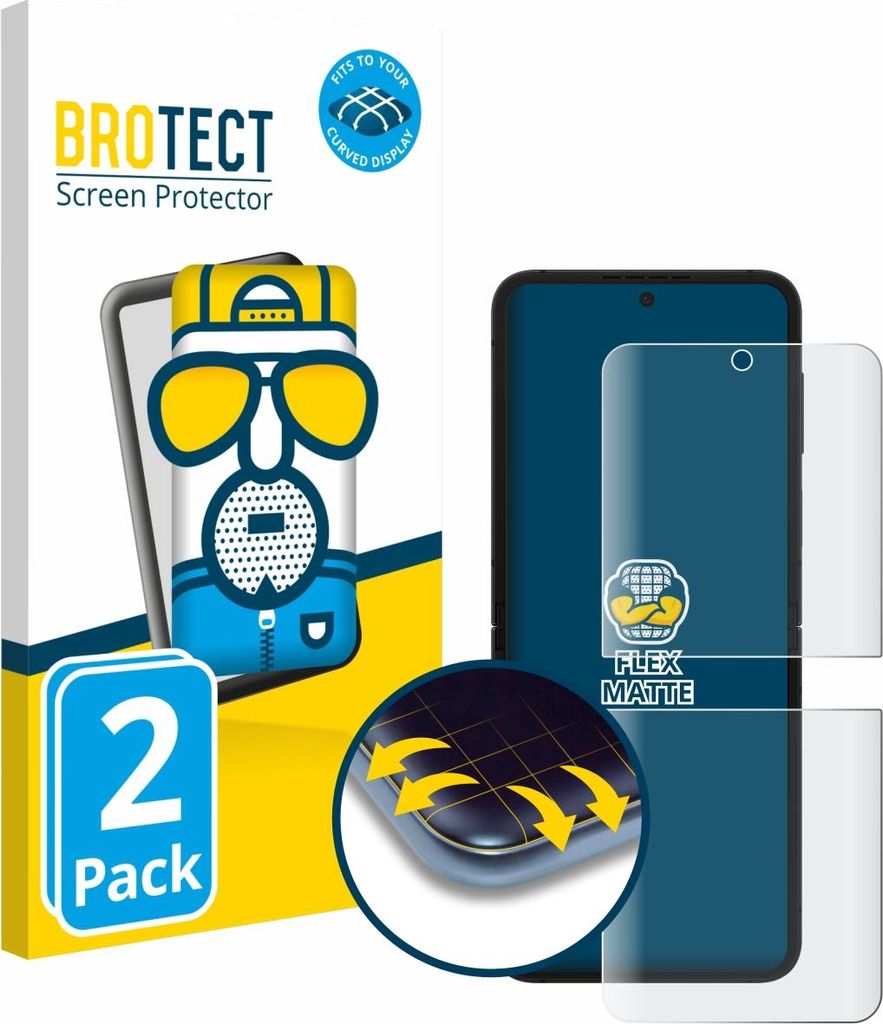2x BROTECT Fullscreen Schutzfolie für Samsung Galaxy Z Flip 7 FE Displayschutz Folie Fullcover Matt Entspiegelungsfolie