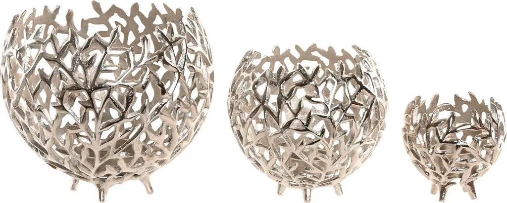 Bougeoir en Aluminium Argenté 20cm Home ESPRIT Finition Brillante