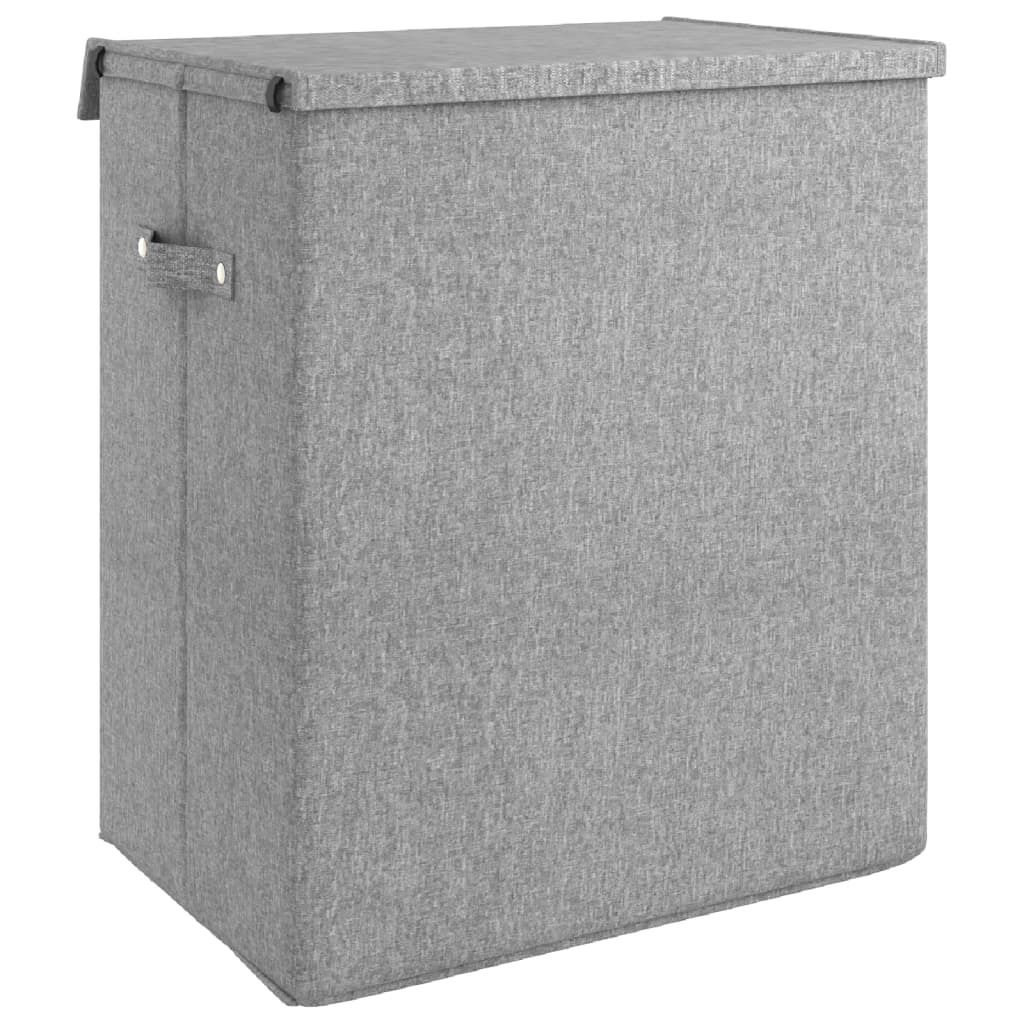 vidaXL Faltbarer Wäschekorb Grau 51x34,5x59 cm Leinenimitat Stoff