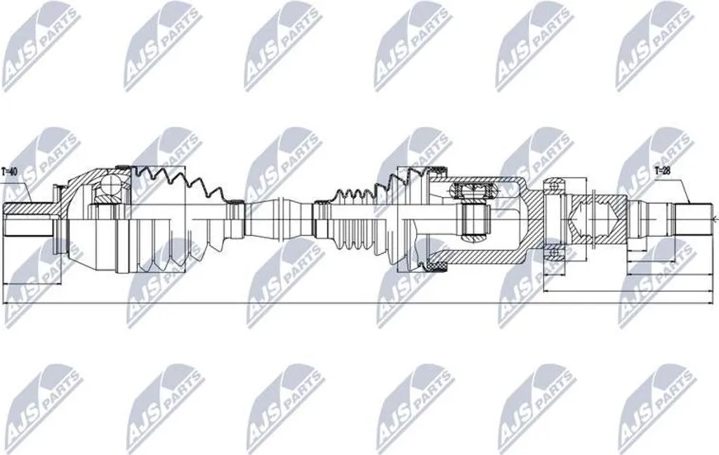 Arbre de transmission NTY NPW-VV-034 haute résistance - Volvo OE 36001061