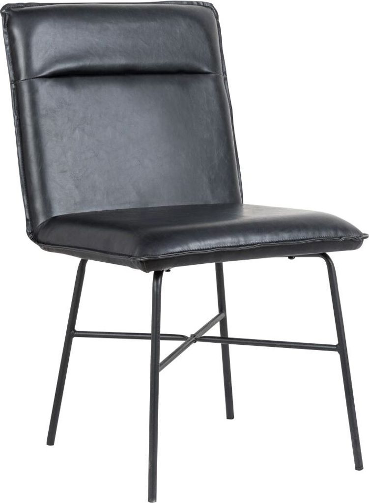 SEBA Stuhl Kansas schwarz Lederoptik mit Kreuzstreben, 50x87x50 cm